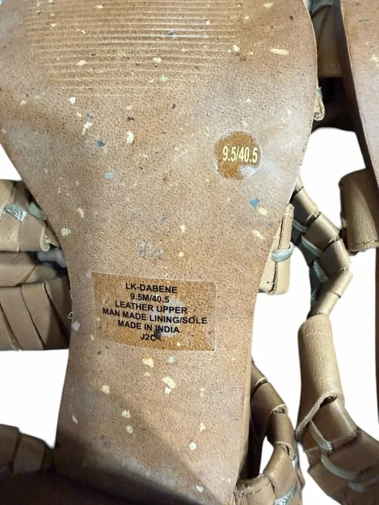 Lucky Brand Braided Tan Leather Sandals with Beige Accent - Picture 11 of 11